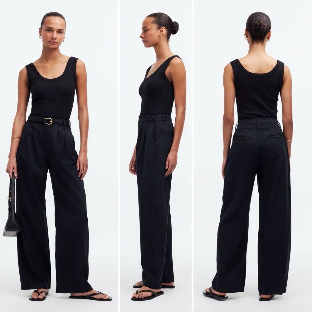 Madewell The Harlow Wide-Leg Pant in True Black Size 10